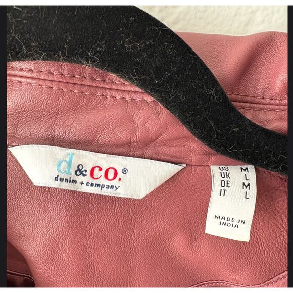 Vintage D&Co. Genuine Leather Jacket M/L Mauve– Classic Zip Front Moto Style - Picture 2 of 5